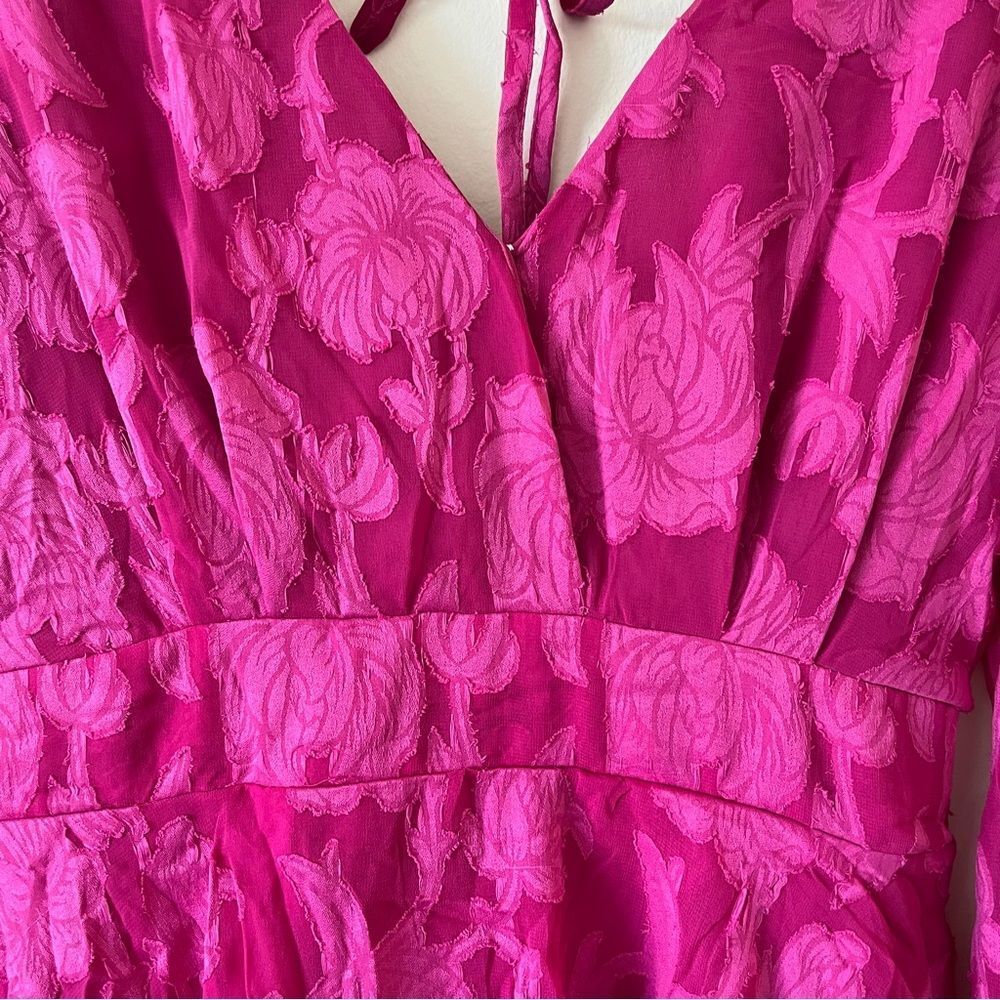 NWT B.O.G. Collective Kiss Me Fuschia Peplum Ruffle Tie Mini Dress Size large - Picture 8 of 16